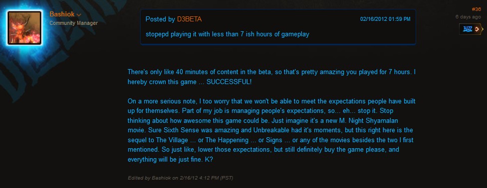 Bashiok on Diablo III expectations