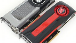 Nvidia Geforce GTX680 and AMD HD7970 GHz size comparison