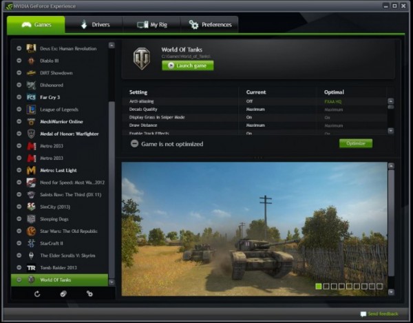 Nvidia Geforce experience application