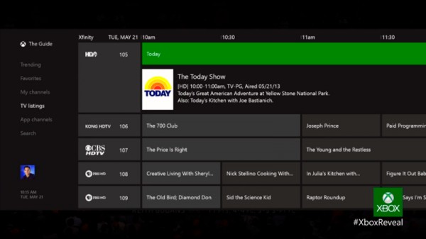 Xbox One TV Guide UI