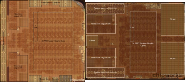 Xbox One and Playstation 4 APU side-by-side comparison