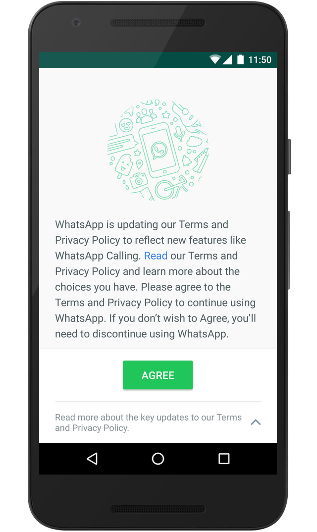 WhatsApp new Facebook terms