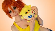 WhiteSpring cosplays Misty from Pokémon with Togepi