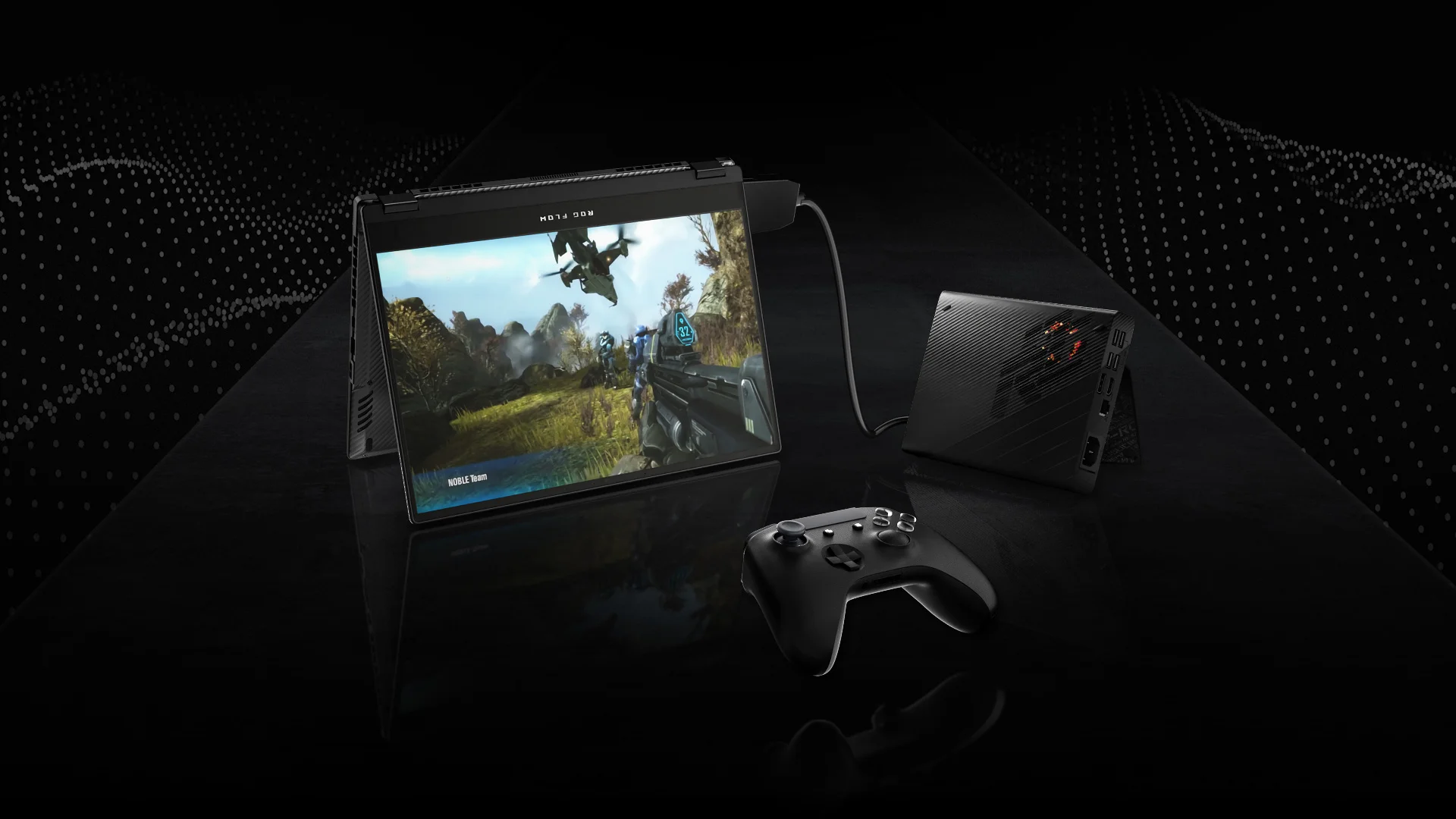 Tent mode allows for use in compact spaces and improved cooling.